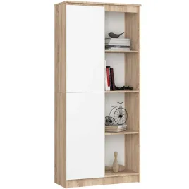 regal-biurowy-sonoma-bialy-8-polek-1-drzwi-80-cm
