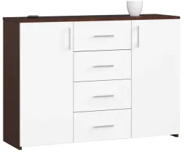 komoda-salon-110-wenge-biala-4-szuflady-2-drzwi