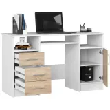 biurko-biale-komputerowe-do-biura-5-polek-3-szuflady-dab-sonoma-124-cm-stan-nowy