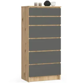 komoda-salon-wysoka-60-cm-6-szuflad-bezuchwytowa-dab-artisan-grafit-szary