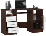 biurko-komputerowe-mlodziezowe-wenge-5-polek-3-biale-szuflafy-matowe-124-cm-stan-nowy