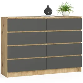 komoda-salon-140-cm-8-szuflad-bezuchwytowa-pojemna-dab-artisan-grafit-szary