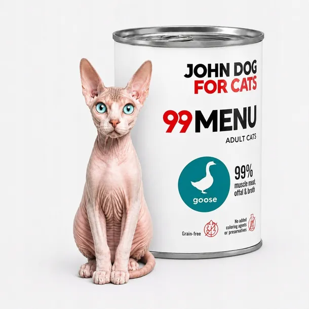 Karma mokra dla kota John Dog for Cats 99 Menu Adult Gęś puszka 400g