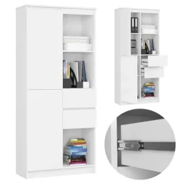 regal-stojacy-r15-80-cm-biurowy-1-drzwi-2-szuflady-7-polek-ksiazki-bialy