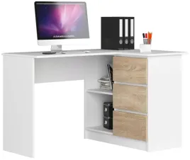 biurko-narozne-b16-124-cm-szkolne-prawe-3-szuflady-2-polki-biale-dab-sonoma
