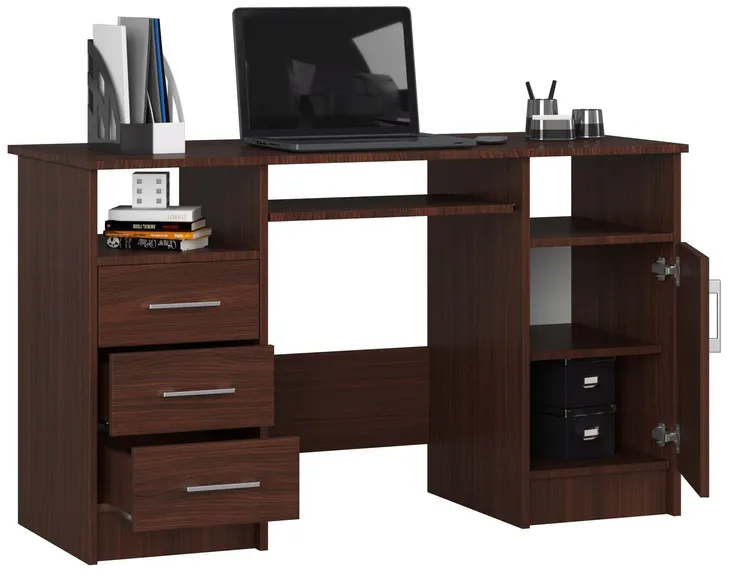 biurko-komputerowe-mlodziezowe-do-pokoju-wenge-3-szuflady-5-polek-124-cm-stan-nowy