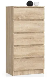 komoda-do-salonu-waska-60-cm-5-szuflad-szafka-bezuchwytowa-dab-sonoma