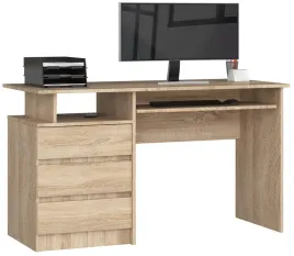 biurko-wolnostojace-komputerowe-clp-135-cm-3-szuflady-2-polki-dab-sonoma