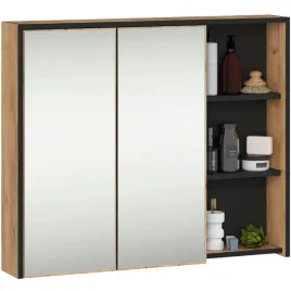 szafka-lazienkowa-wiszaca-90-cm-2-drzwi-6-polek-z-lustrem-dab-craft-czarny