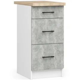 stojaca-szafka-kuchenna-3-szuflady-40-cm-pojemna-z-blatem-biala-front-beton