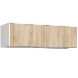 nadstawka-na-szafe-do-sypialni-150-cm-2-drzwi-polki-garderoba-biala-sonoma