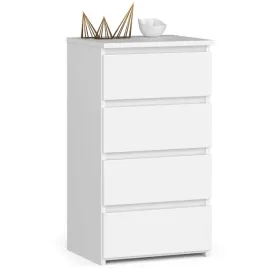 biala-klasyczna-komoda-do-sypialni-40-cm-glebokie-4-szuflady-bezuchwytowa