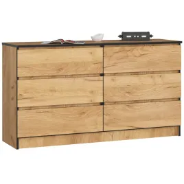 salonowa-nowoczesna-komoda-140-cm-dab-craft-6-szuflad-pojemna-bezuchwytowa
