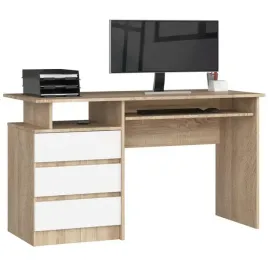 biurko-wolnostojace-135-cm-sonoma-biale-3-szuflady