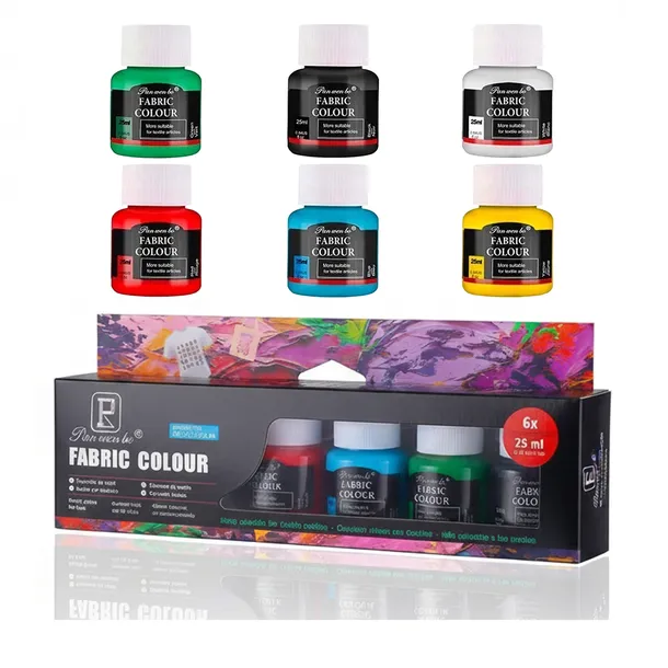 FARBY DO TKANIN MALOWANIA UBRAŃ 6 X 25ML ZESTAW FARB WIELOKOLOROWYCH DIY