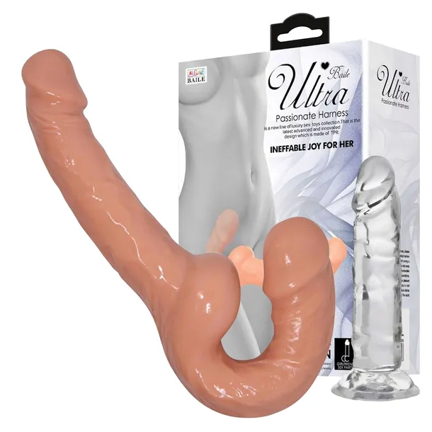 SEX STRAP-ON PODWÓJNY SZTUCZNY PENIS DO PEGGINGU DILDO DO PENETRACJI XXL