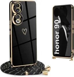 honor-90-etui-z-paskiem-silikonowo-tpu-czarne-motyw-milosc-i-serce