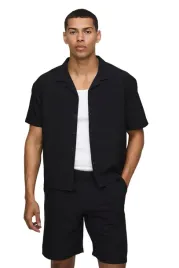 boohooman-czarny-komplet-meski-koszula-z-krotkim-rekawem-i-szorty-xl-z3a
