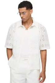 boohooman-biala-koszula-meska-casual-azurowa-krotki-rekaw-m-z3a