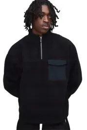 boohooman-meska-czarna-bluza-poliestrowa-z-kieszenia-i-zamkiem-l-z3a