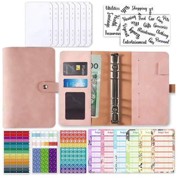 NOTES BUDŻETOWY ORGANIZER OSZCZĘDNIK SEGREGATOR BINDER A6 PLANER BRUDNY RÓŻ