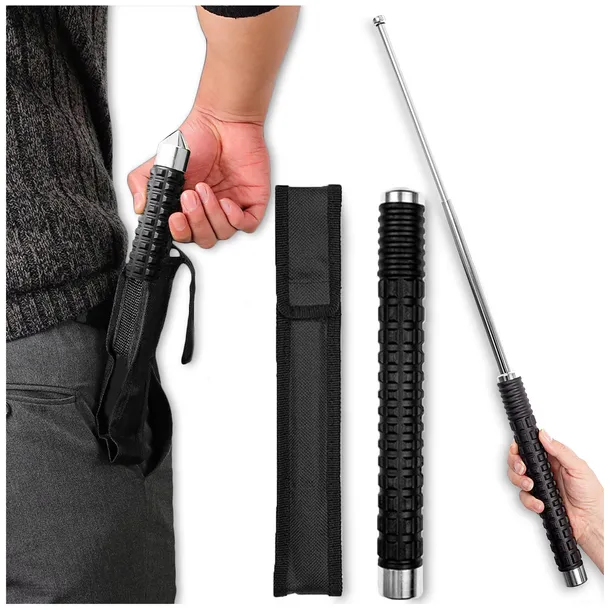 PAŁKA STALOWA POLICYJNA TELESKOPOWA BATON XL 26" / 65CM + KABURA SMYCZ