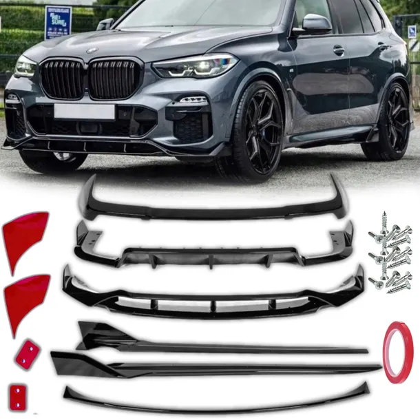Zestaw Dokładek BMW X5 G05 M Pakiet Komplet Czarny Połysk Spoiler Dokładka