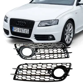 kratki-zderzaka-audi-a4-b8-s-line-2007-2011-plaster-czarny-polysk-halogenow