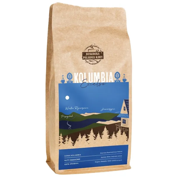ŚWIEŻO PALONA KAWA ZIARNISTA KOLUMBIA EXCELSO 1KG 100% ARABICA SPECIALITY