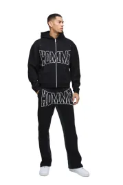boohooman-czarny-dres-meski-komplet-z-nadrukiem-homme-dlugi-rekaw-xl-z3a