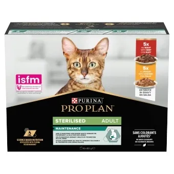 PURINA PRO PLAN Sterilised Wołowina i kurczak w sosie 10x85g