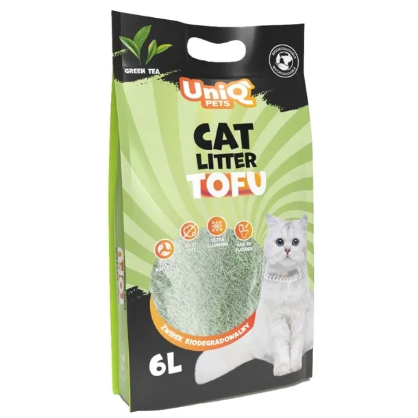 UNIQ PETS Żwirek dla kotów tofu biodegradowalny 2,5kg / 6l zielona herbata