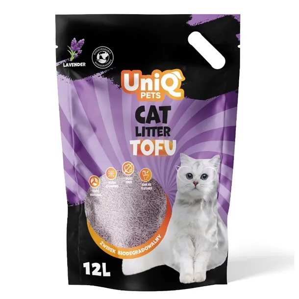UNIQ PETS żwirek dla kotów tofu biodegradowalny 5kg / 12l lawenda