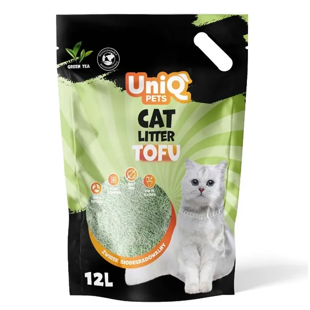 UNIQ PETS żwirek dla kotów tofu biodegradowalny 5kg / 12l zielona herbata