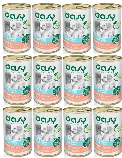 OASY ONE PROTEIN PUPPY JUNIOR ŁOSOŚ puszka 12x400g ZESTAW