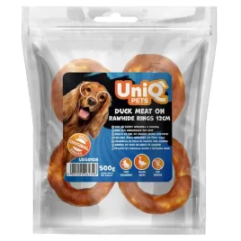 uniq-pets-przysmaki-dla-psa-500g-ring-ze-skory-wolowej-z-kaczka-12cm