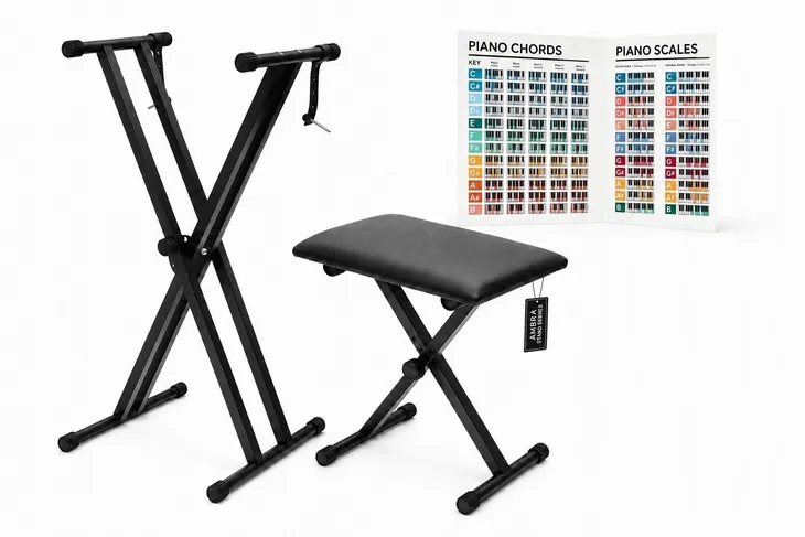 Statyw pod keyboard stojak klawisz podwójny mks-200 + ława + akordy