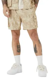 boohooman-meskie-spodenki-bojowki-bezowe-wzor-melanz-kieszenie-xs-z3a