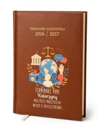 kalendarz-nauczycielski-2026-2027-brazowy-wiedza-o-spoleczenstwie-imie