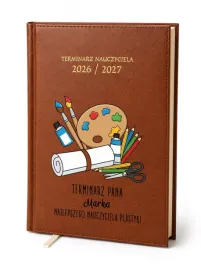 kalendarz-nauczycielski-2026-2027-brazowy-dla-nauczyciela-plastyki-imie