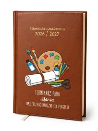 kalendarz-nauczycielski-2026-2027-brazowy-dla-nauczyciela-plastyki-imie