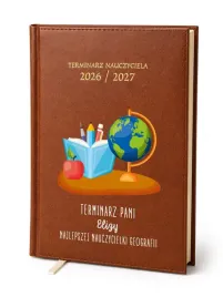 kalendarz-nauczycielski-2026-2027-brazowy-dla-nauczycielki-geografii-imie