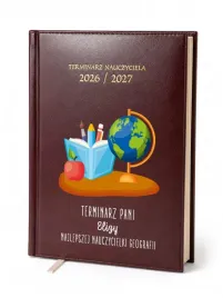 kalendarz-nauczycielski-2026-2027-bordowy-dla-nauczycielki-geografii-imie