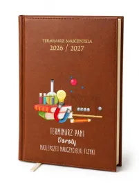 kalendarz-nauczycielski-2026-2027-brazowy-dla-nauczycielki-fizyki-imie