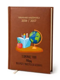 kalendarz-nauczycielski-2026-2027-brazowy-dla-nauczycielki-geografii-imie