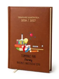 kalendarz-nauczycielski-2026-2027-brazowy-dla-nauczycielki-fizyki-imie