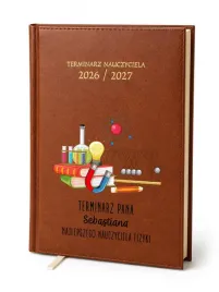 kalendarz-nauczycielski-2026-2027-brazowy-dla-nauczyciela-fizyki-imie