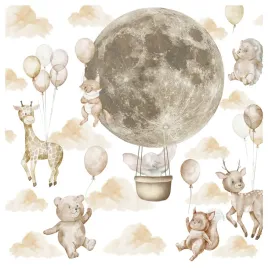 naklejki-scienne-dla-dzieci-zwierzatka-ksiezyc-chmurki-balony-boho-zestaw