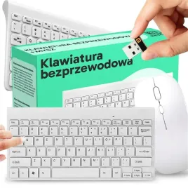 klawiatura-mysz-zestaw-bialy-bezprzewodowy-usb-mini-slim-ergonomiczny-cichy