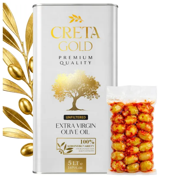 OLIWA Z OLIWEK extra virgin grecka niefiltrowana 5l CRETA GOLD + GRATIS
